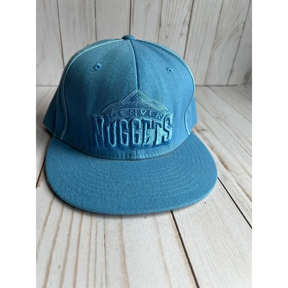 Vintage Reebok Denver Nuggets Fitted Hat Powder Blue Tonal NBA Y2K 90s Cap 7 5/8